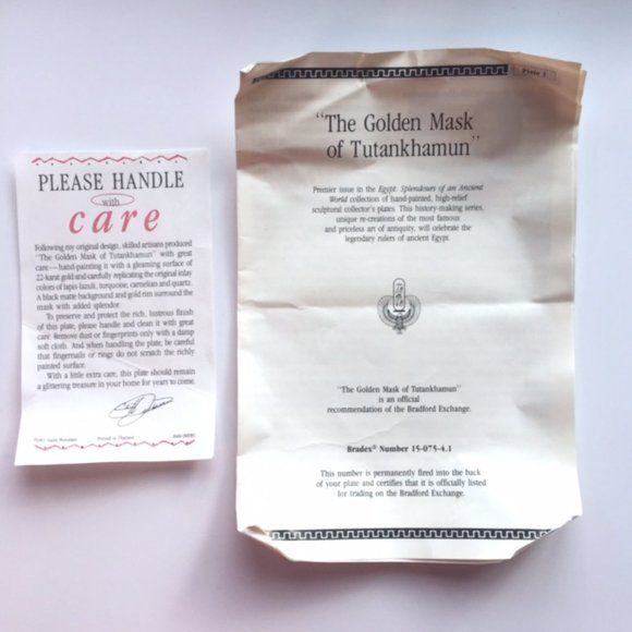 Golden Mask Of Tutankhamun 22K Sculptural Plate - Picture 7 of 10